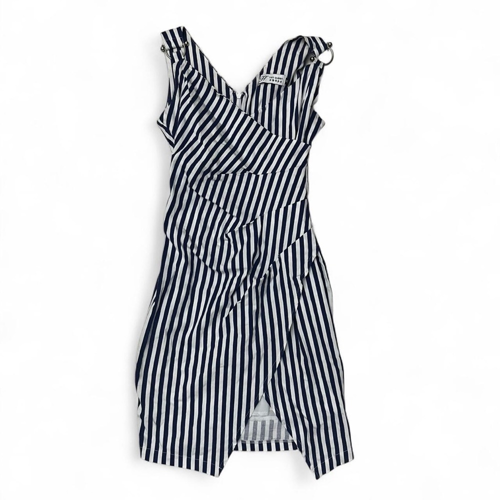 Navy and white striped Han Queen dress